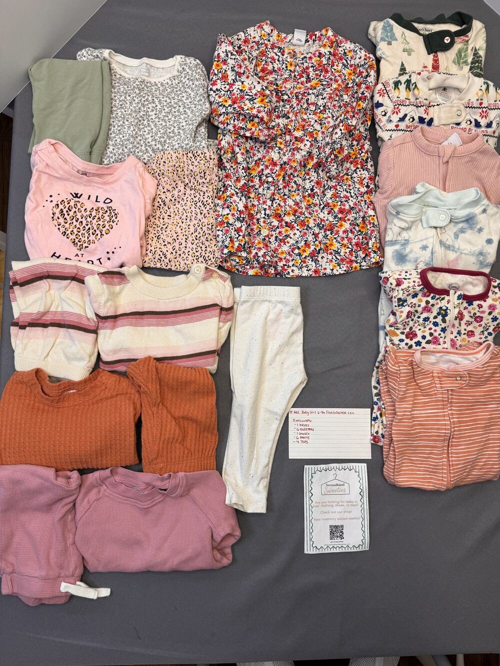 Baby Girl 6-9M Fall/Winter Clothing Lot - 18 Pieces #661